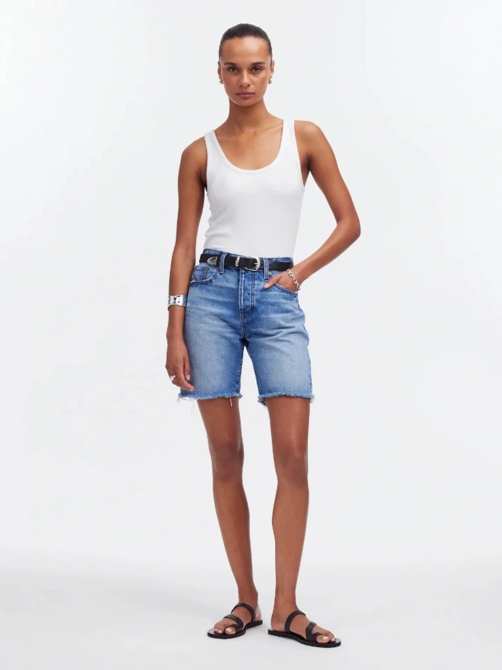 Madewell Long Denim Shorts Pedersen Wash Size 30